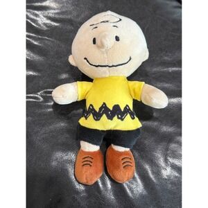 Peanuts Charlie Brown Plush Stuffed Animal Toy Yellow Shirt Black Shorts